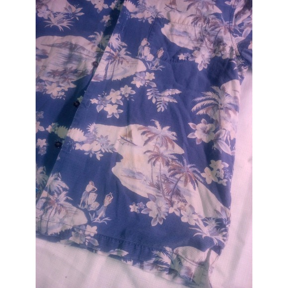 Tommy Bahama Palm Tree Blue Multicolor Large Silk Button Up - Picture 2 of 6